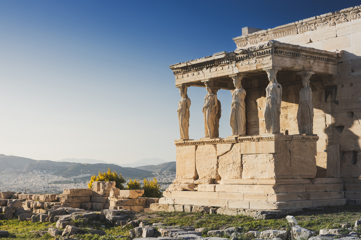 Image for Cariatides Porch, Erechtheion on Acropolis of Athens against blue sky - Edgewood Travel